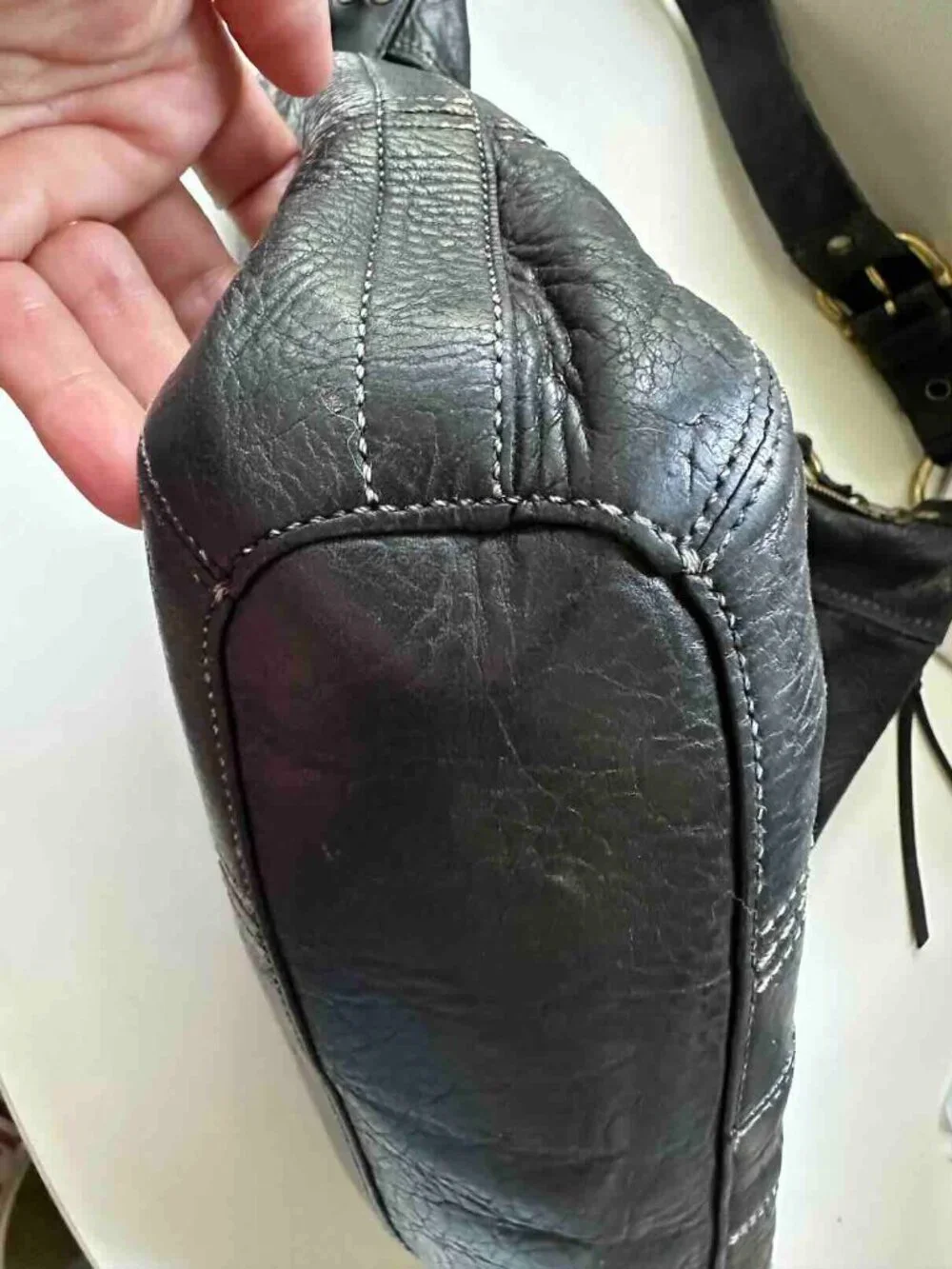 Vintage COACH LEGACY Slouchy Black PebbledLeather Lace-Up Hobo Bag 10400 Loved